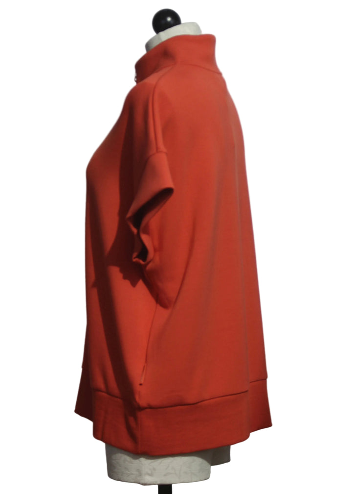 side view of The Richie Short Sleeve Sweat by Varley in Summer Fig