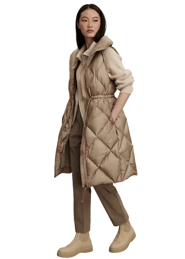 Portobello Metallic The Navine Long Down Gilet by Varley 