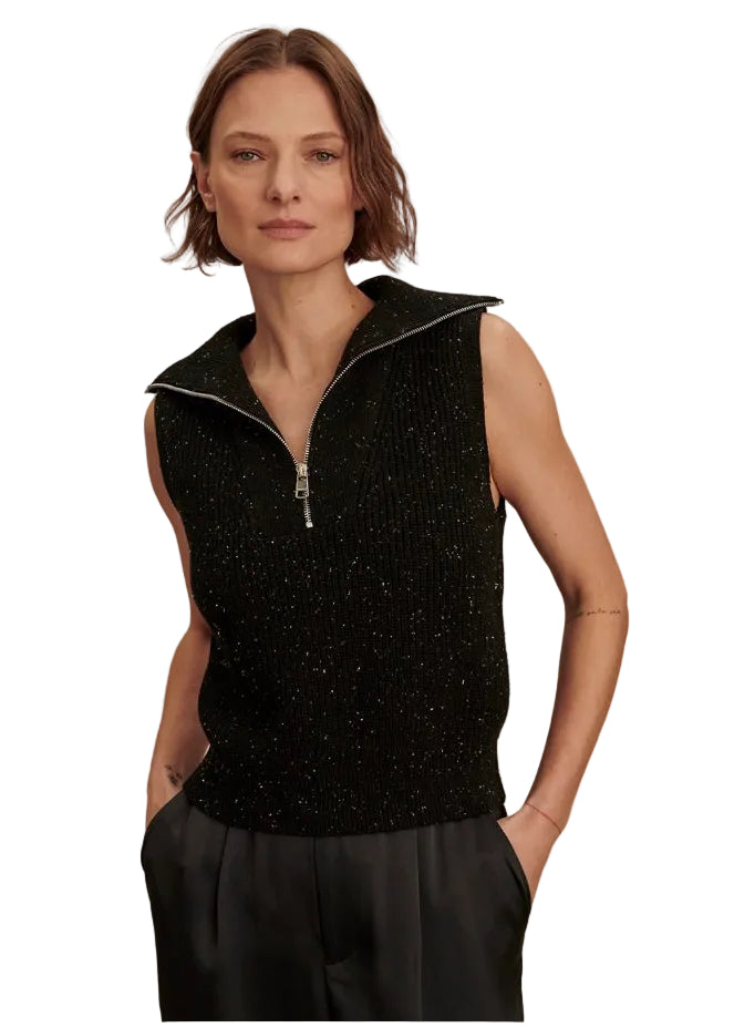 Hally Half Zip Rib Vest by Varley in Black Fleck