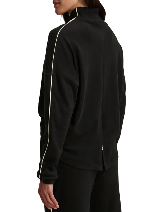 back view of The Rona High Neck Midlayer by Varley in Black/Snow White
