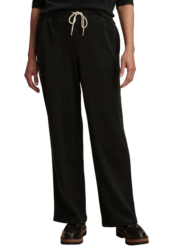 The Brushed Rib Straight Leg Pant 28 by Varley in Black/Snow White