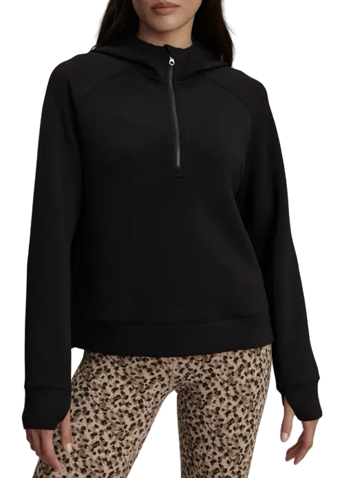 Black Hooded Karo Half Zip Midlayer by Varley
