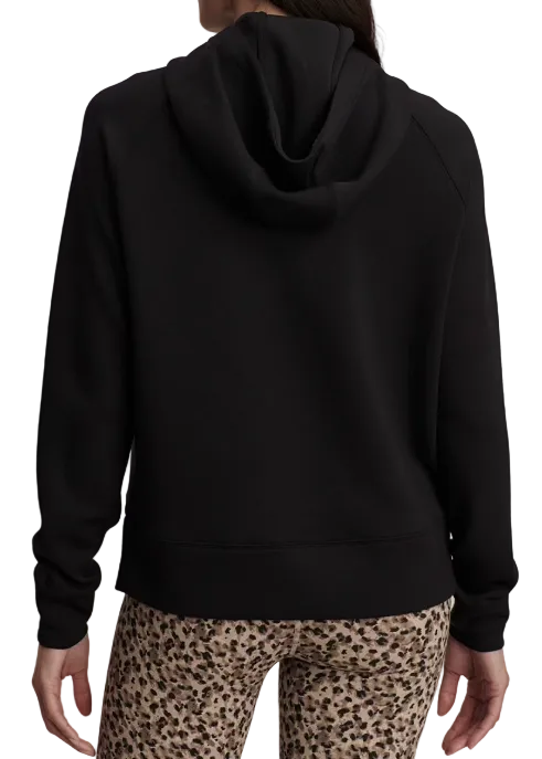 Back view of Black Hooded Karo Half Zip Midlayer by Varley