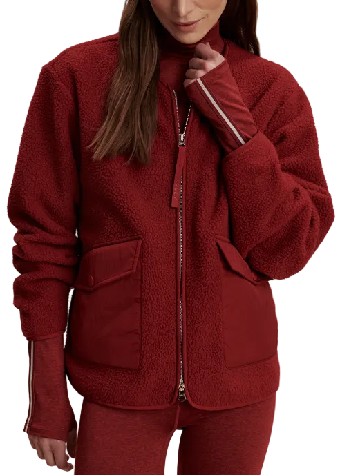 Red Dahlia Marina Collarless Fleece by Varley paired with Always Warm Mock Neck Baselayer by Varley
