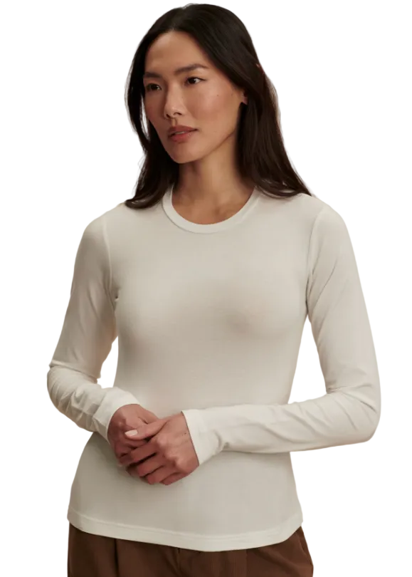 White Edna Long Sleeve Fitted Tee by Varley