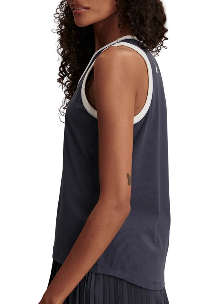 side view of Blue Nights Tegan Performance Tank by Varley 