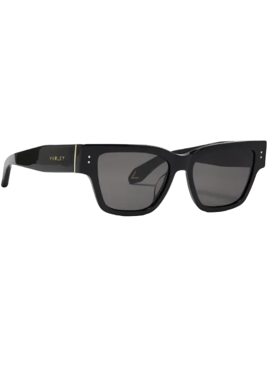 Side view of Black Alber Square Varley Sunglasses