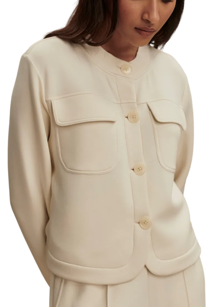close up of the Pristine Colored  Hartwell Button Through Sweat by Varley 
