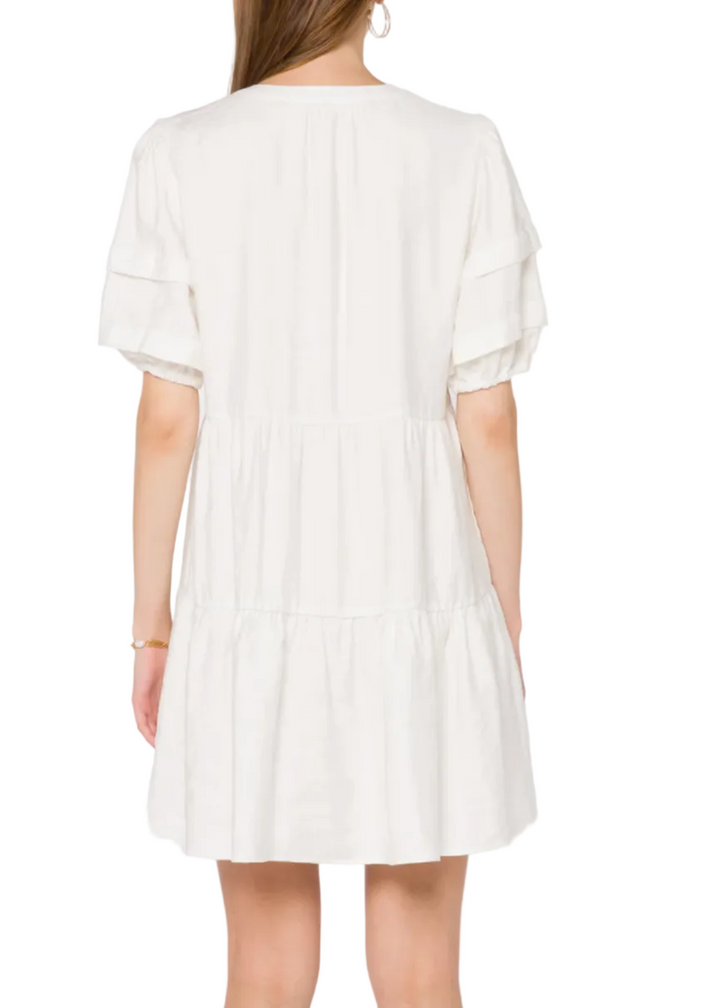back view of the Melita Optic White Dress by Velvet Heart 
