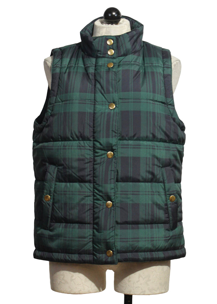 Navy Green Black Watch Plaid Puffer by Gretchen Scott 