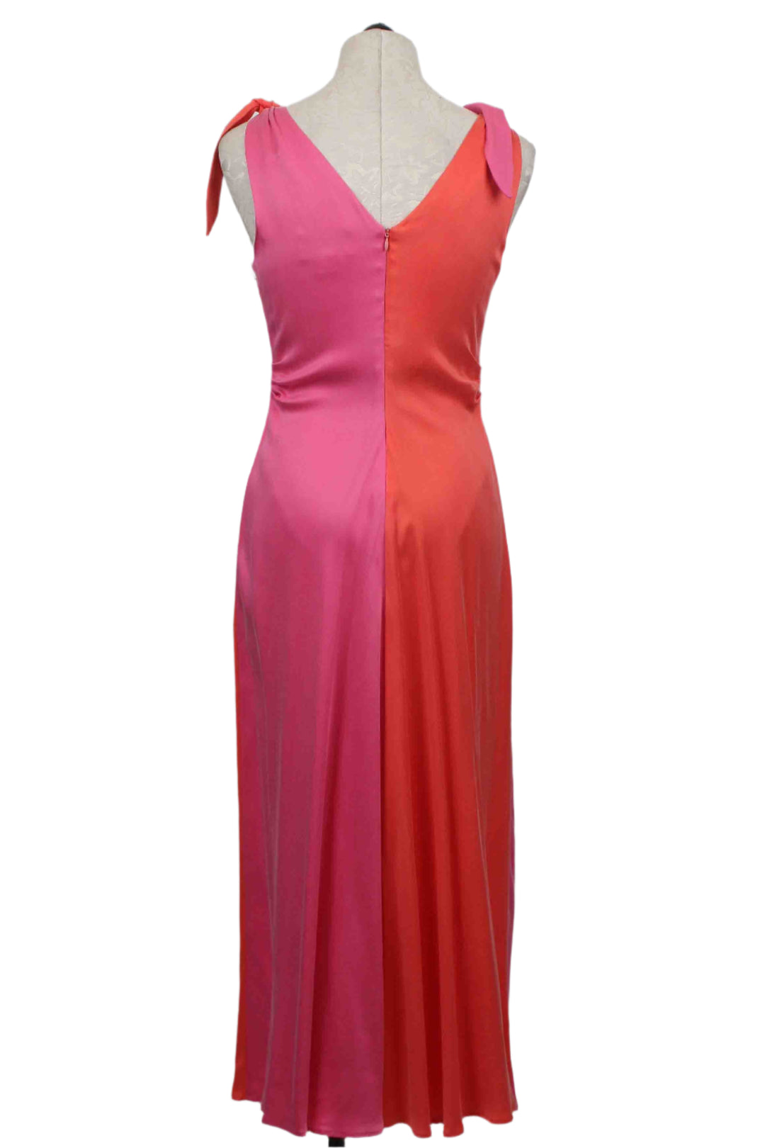 back view of Coral/Pink Verity Two Tone Midi Dress by Fifteen Twenty