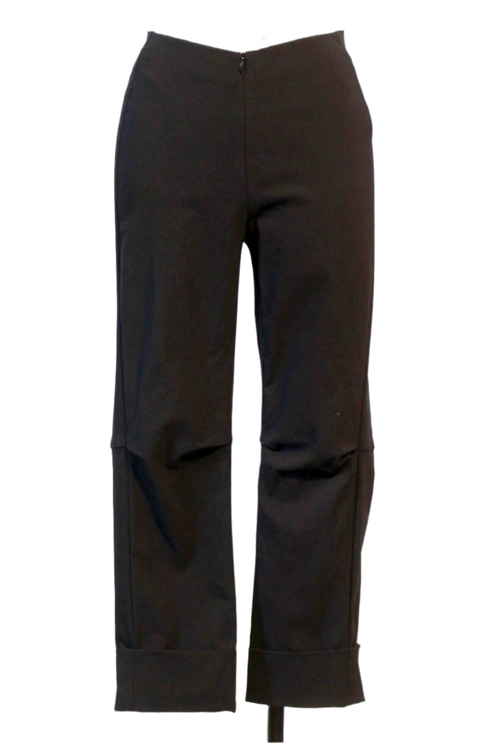 Black Verona Cropped Cuffed Straight Leg Pant by Porto