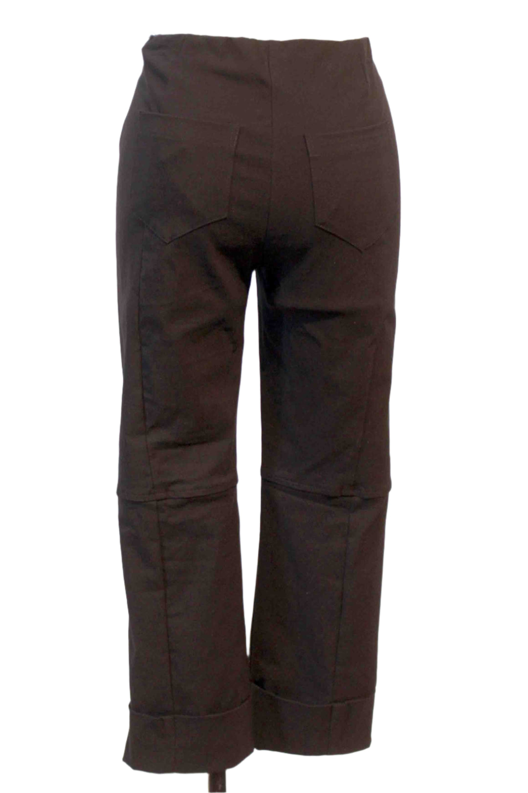 back view of Black Verona Cropped Cuffed Straight Leg Pant by Porto