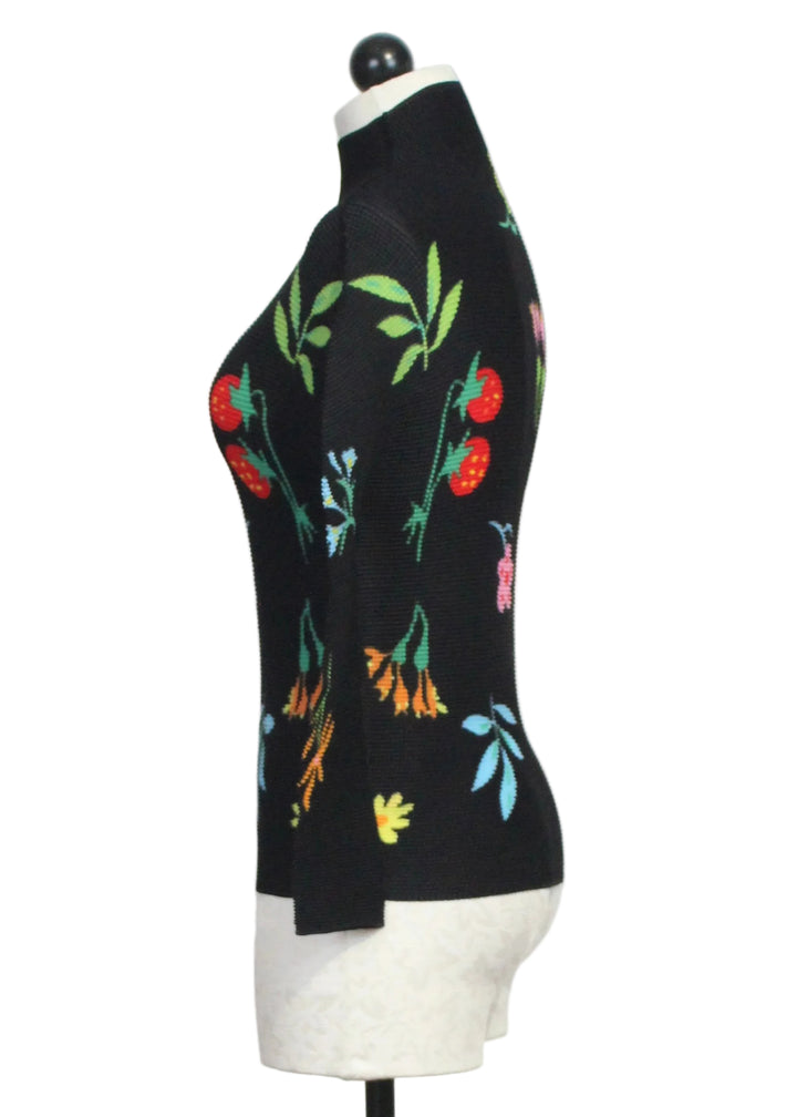 Side view of The Long Sleeve Daisy Floral Texture Top by Wild Cosmos