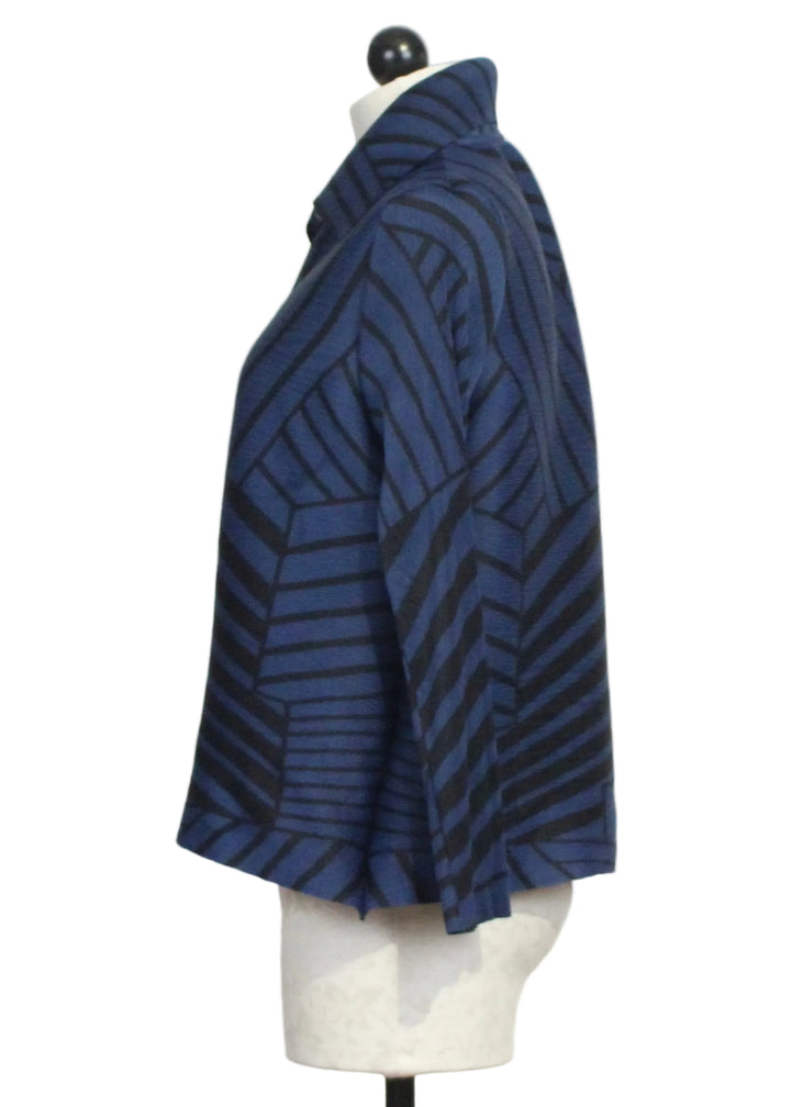 Side view of the Elodie Stripe Box Button Down Shirt by Wild Cosmos 