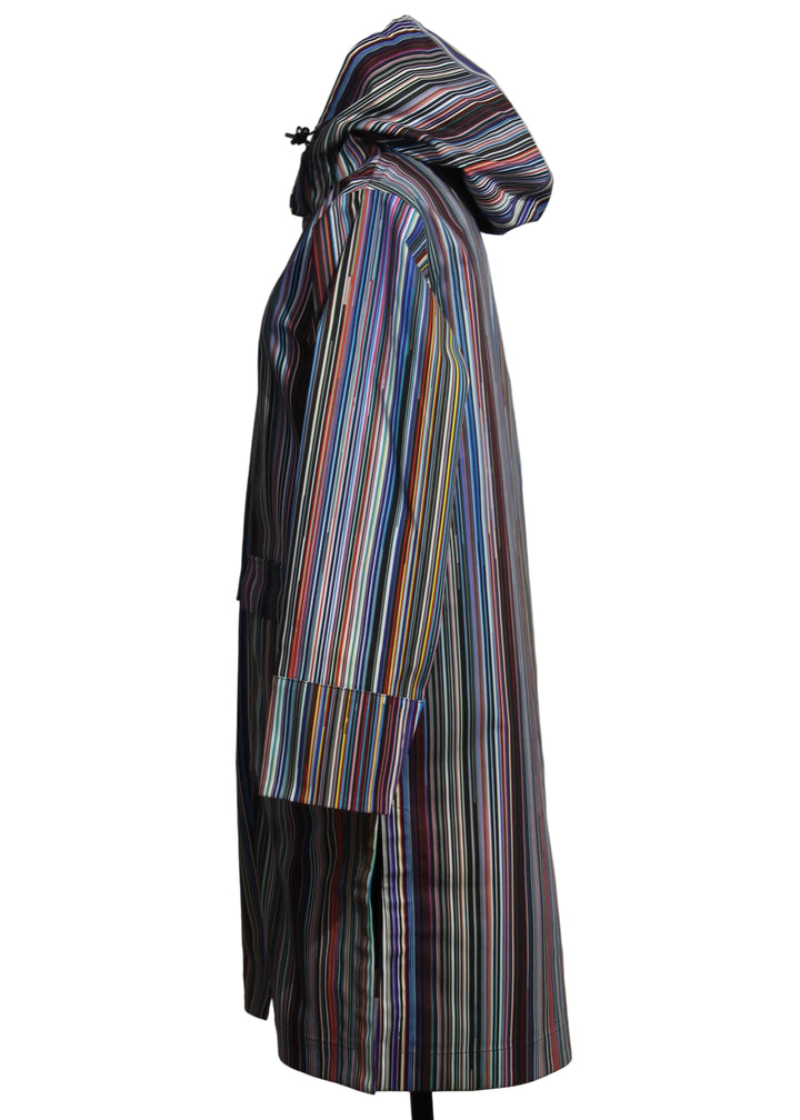 side view of Multicolored striped Kresua Jacket in grems by SKFK