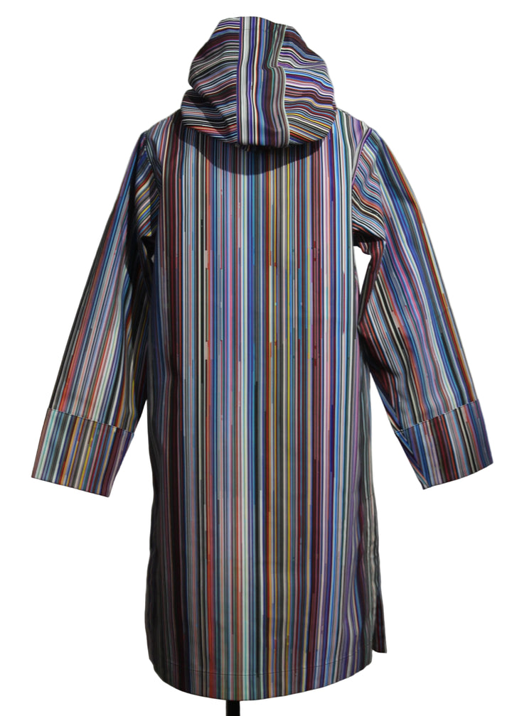back view of Multicolored striped Kresua Jacket in grems by SKFK