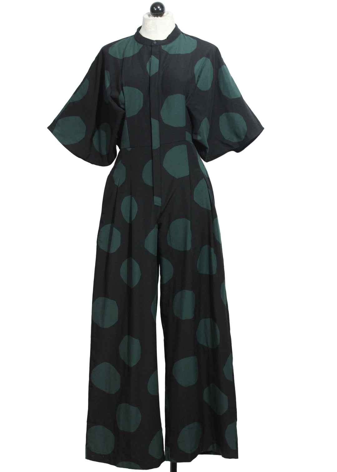 Black and Green Polka Dot Siloe Jumpsuit by SKFK