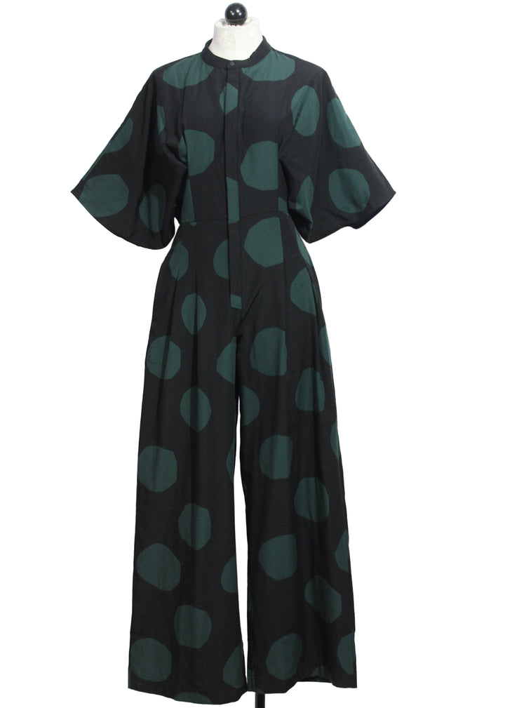 Black and Green Polka Dot Siloe Jumpsuit by SKFK