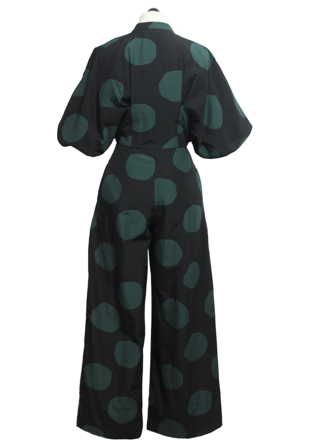 Black/Green Polka Dot  Siloe Jumpsuit by SKFK 