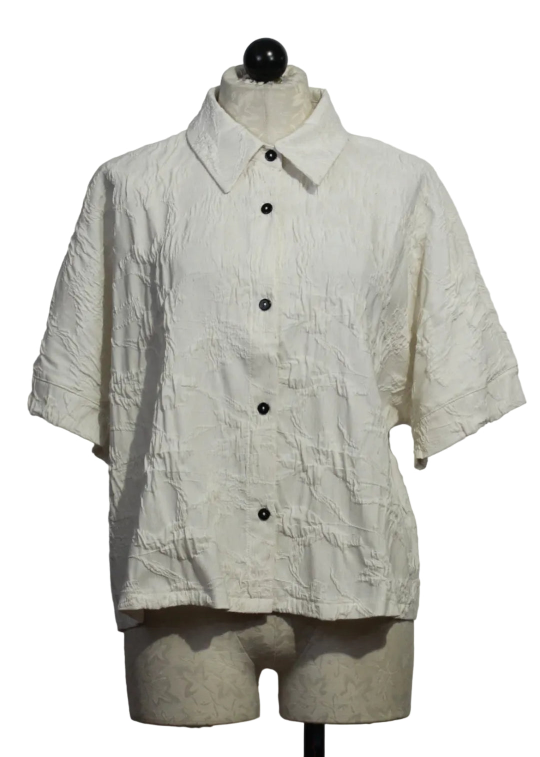 Resort white colored Princess Shirt by Kozan is a short sleeve textured button-up