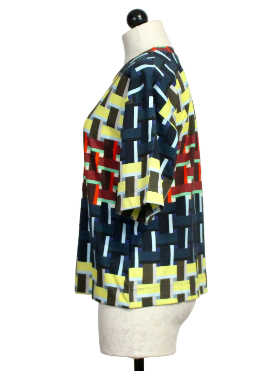 Side view of Laritz GOTS T-Shirt by SKFK in the Bricks Print