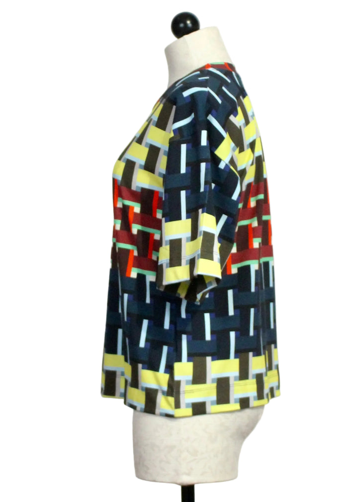 Side view of Laritz GOTS T-Shirt by SKFK in the Bricks Print