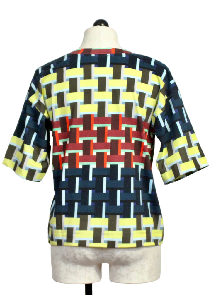 Back view of Laritz GOTS T-Shirt by SKFK in the Bricks Print