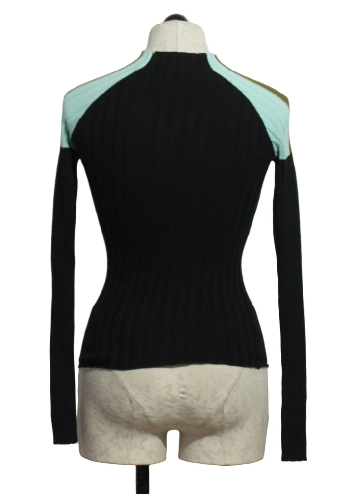 back view of Black multi Maritza GOTS T Shirt Sweater by SKFK 