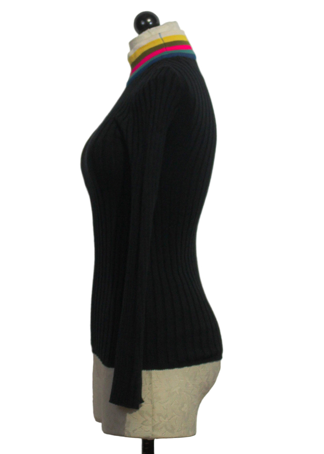 side view of Black Lerate GOTS T Shirt Sweater by SKFK