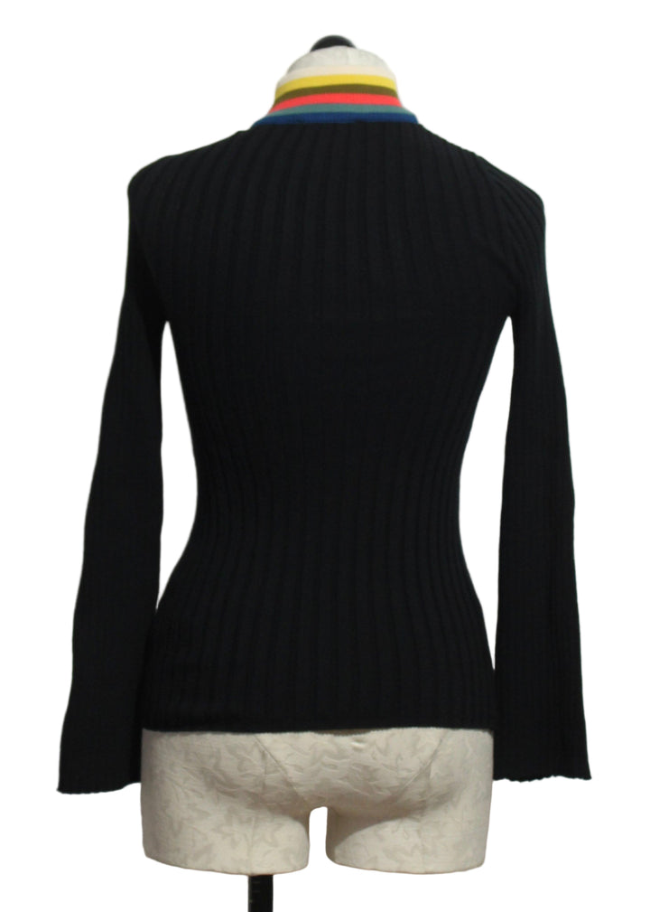 back view of side view of Black Lerate GOTS T Shirt Sweater by SKFK