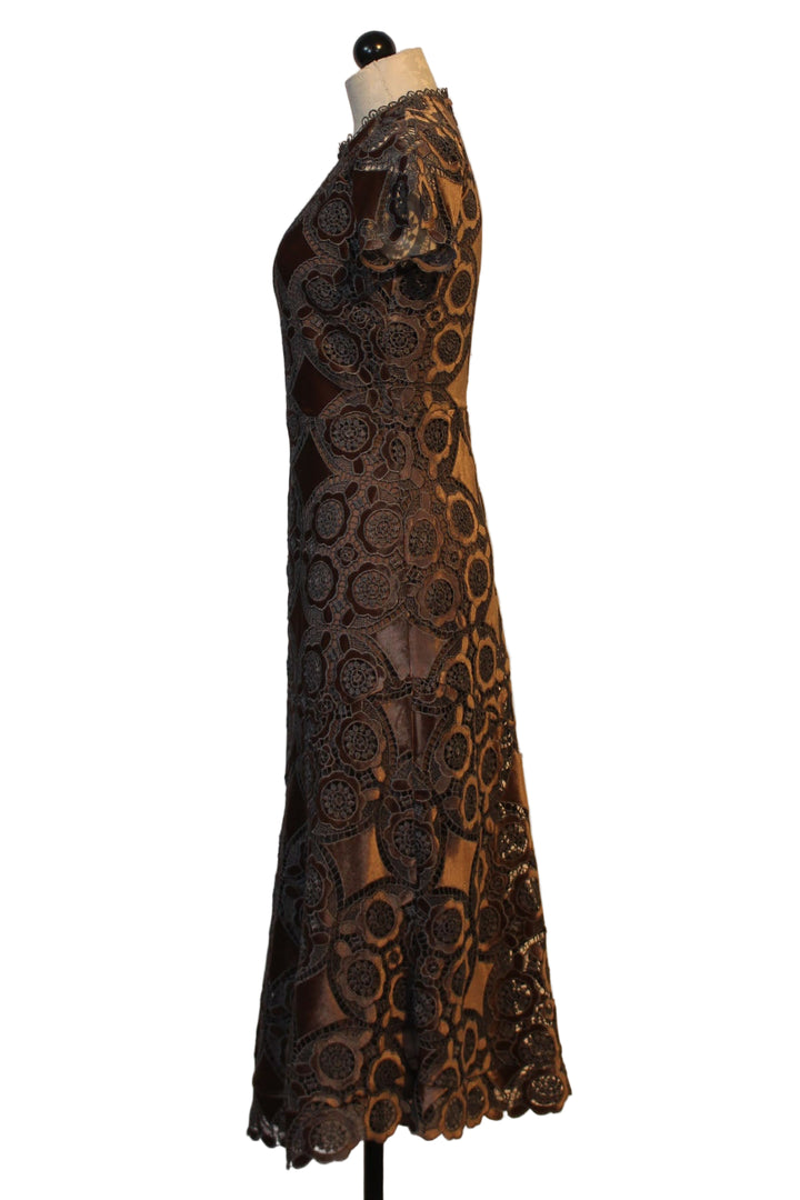 side view of The Waverly Midi Dress by Cartolina in Mocha