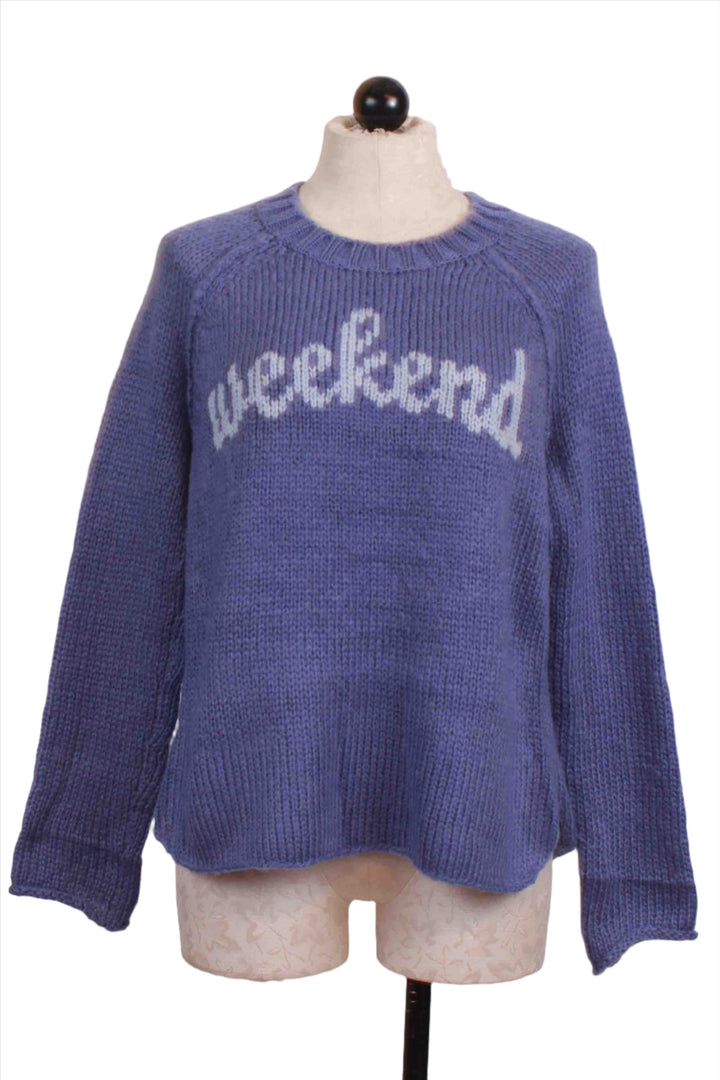 Blue Frost/China Blue colored Weekend Raglan Crew Chunky by Wooden Ships