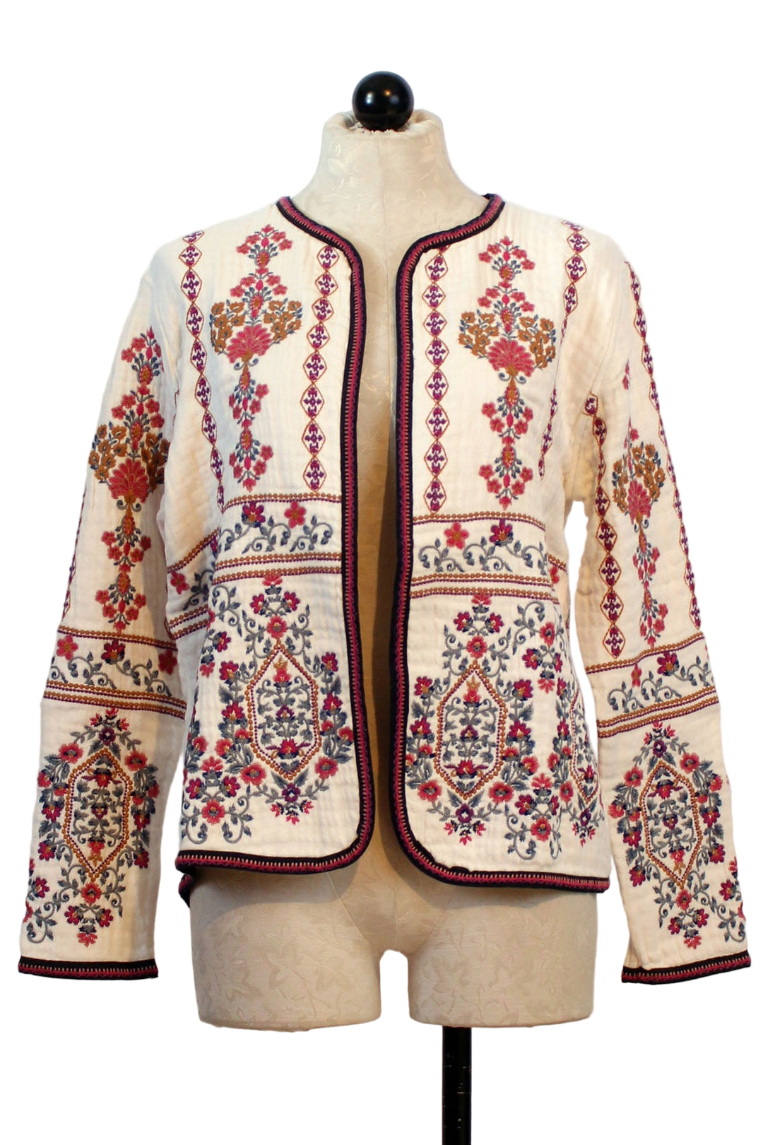 Natural colored Wendy Embroidered Jacket by Johnny Was