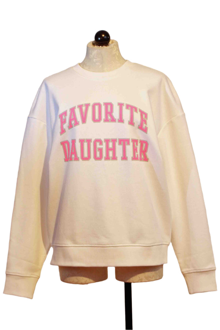 White with Neon Pink Collegiate Sweatshirt by Favorite Daughter