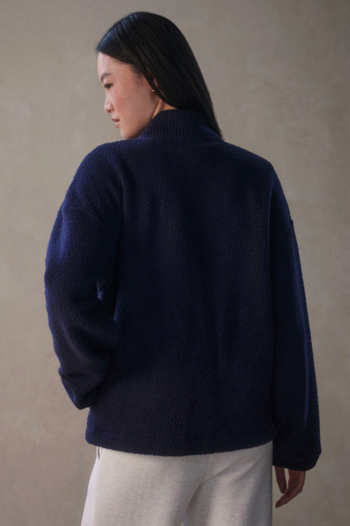 back view of The Willmont Patch Pocket Fleece by Varley in Evening Blue