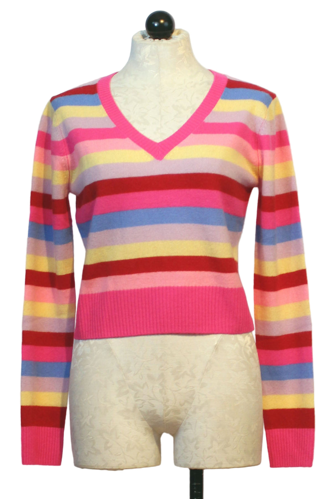 Hypnotic Stripe Womad V Neck Sweater by Colorush