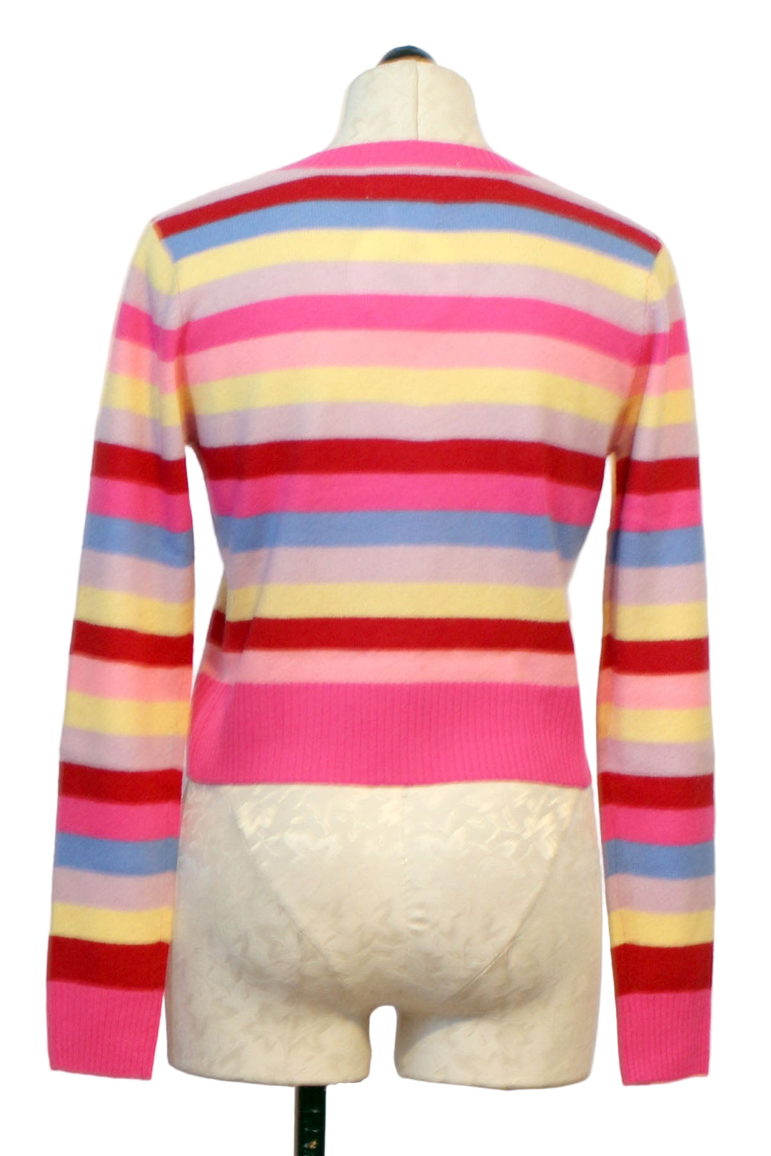 back view of Hypnotic Stripe Womad V Neck Sweater by Colorush
