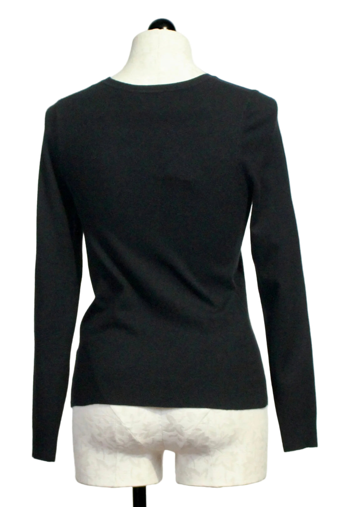 Back view of Classic Black Long Sleeve Pullover Sweater by Alison Sheri