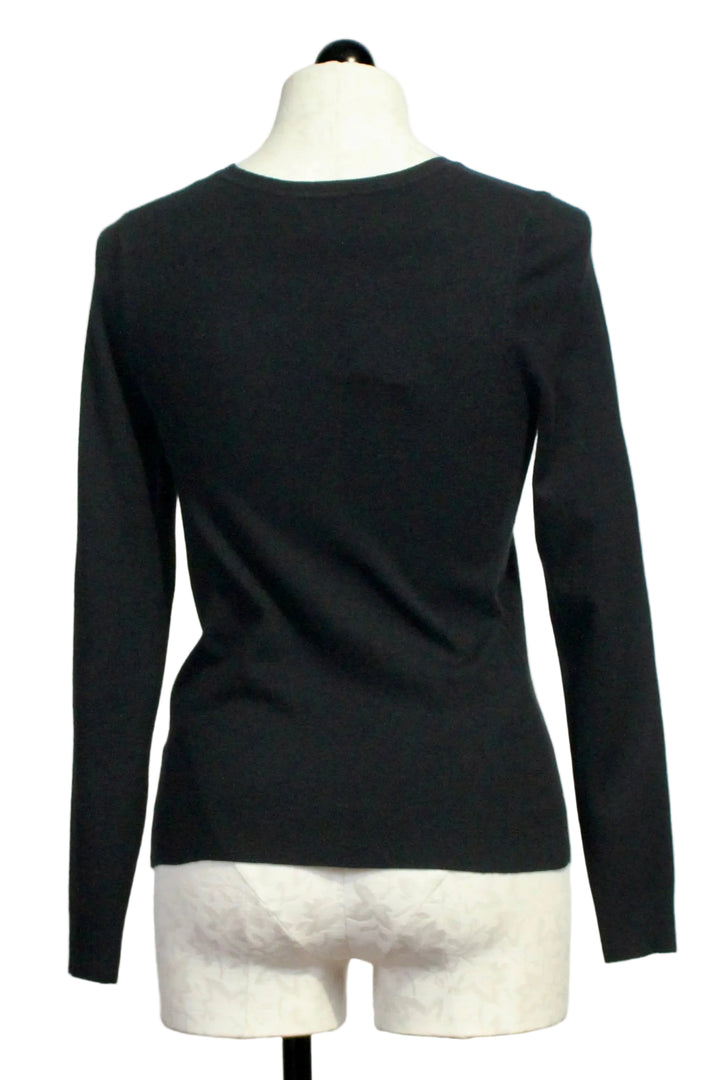 Back view of Classic Black Long Sleeve Pullover Sweater by Alison Sheri
