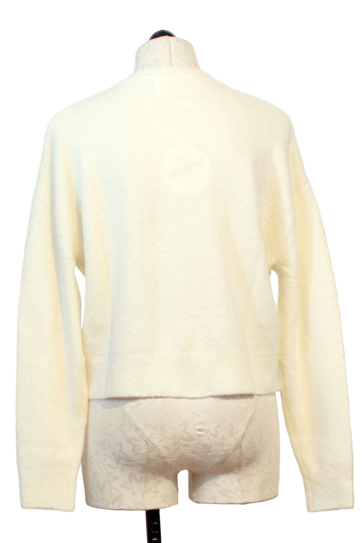 back view of Plush Snowdrop colored Zeta Lucia Easy V Neck Sweater by Colorush