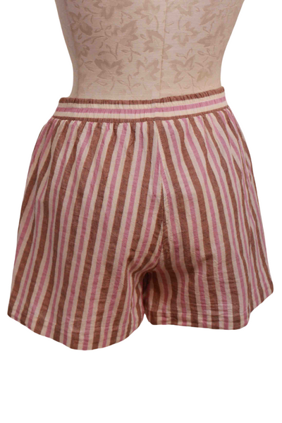 back view of Stripe Lila Zita Striped Shorts by Devotion Twins