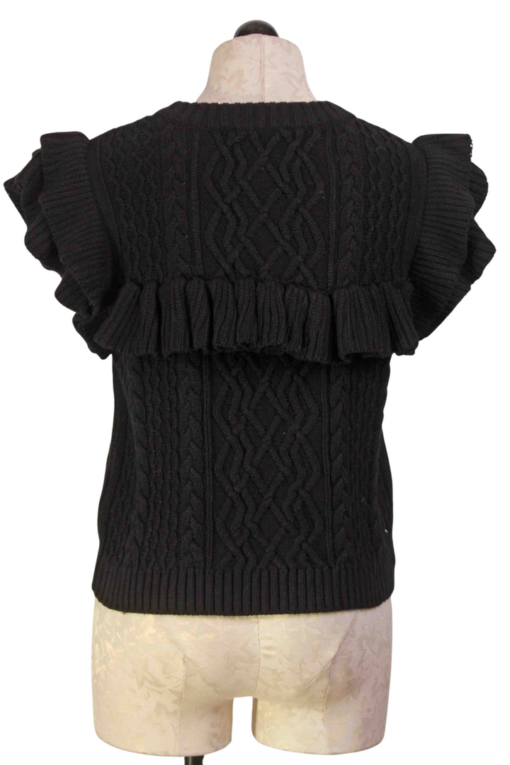 back view of Black Zofia Sweater Vest by Cleobella