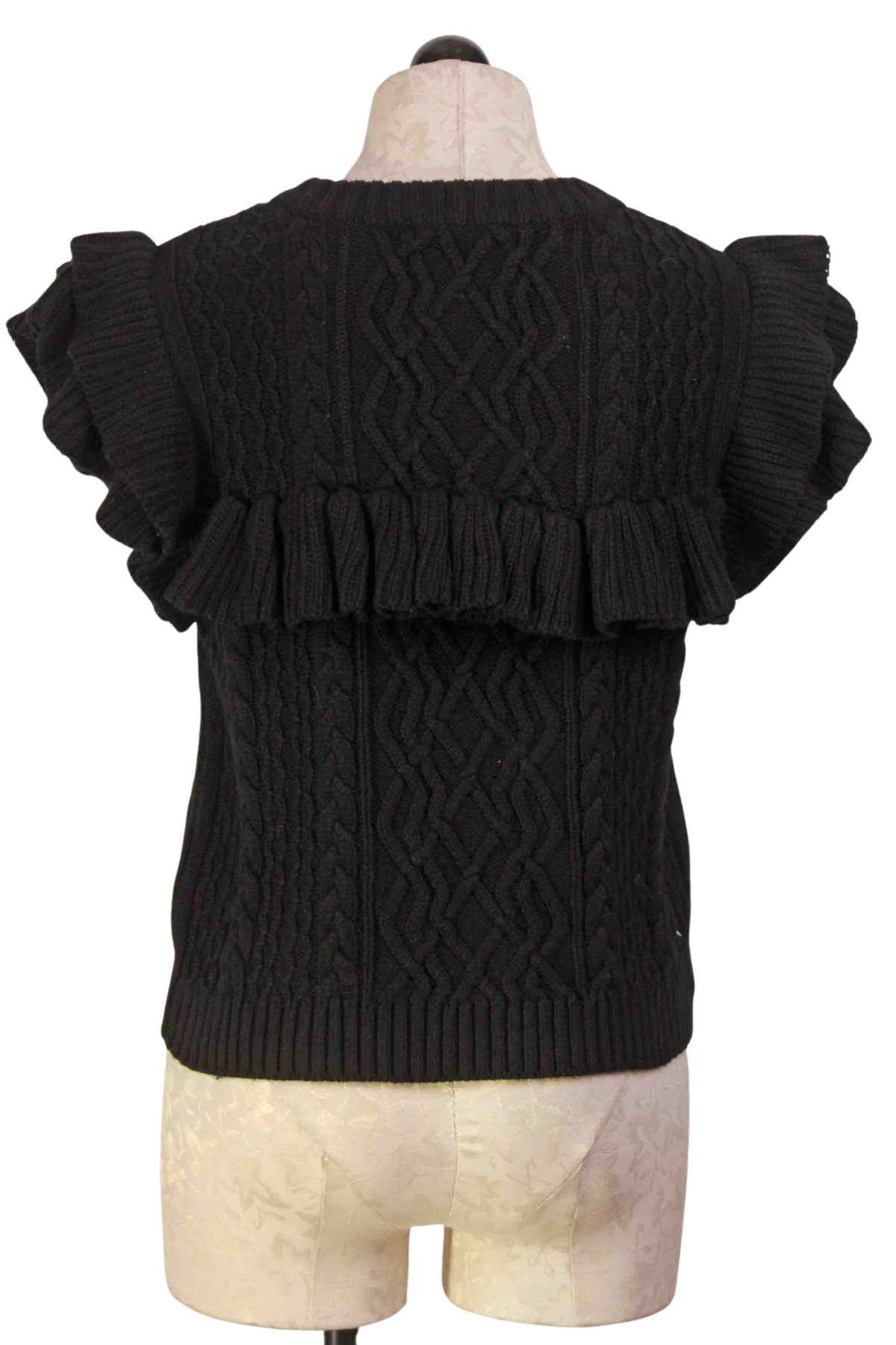 back view of Black Zofia Sweater Vest by Cleobella