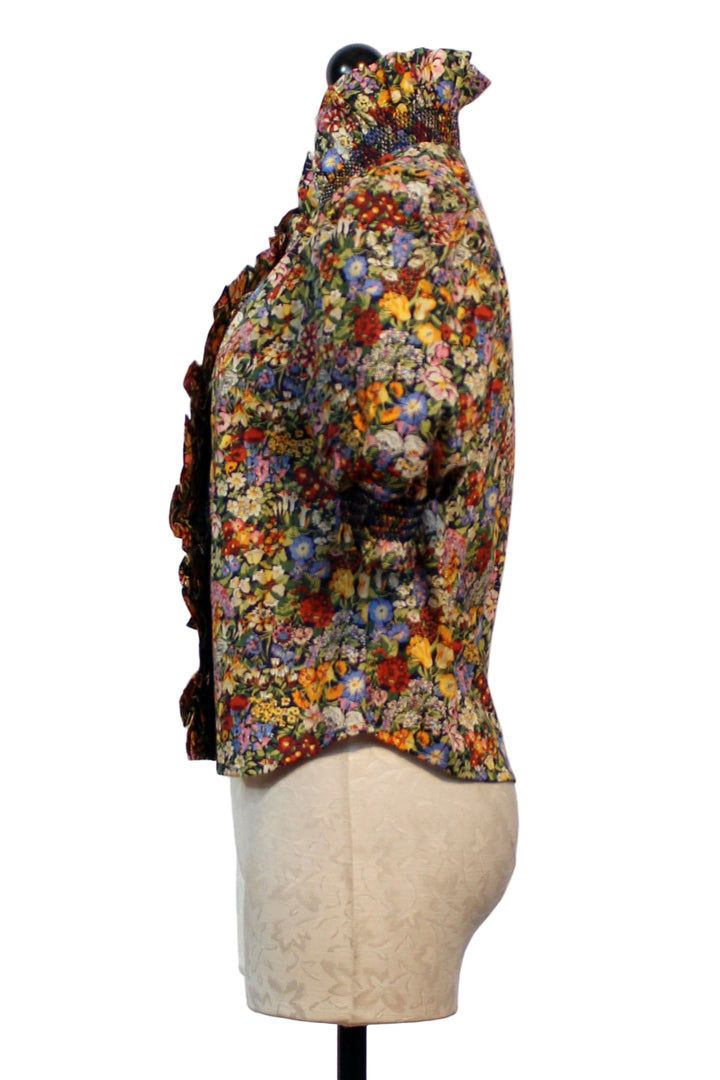 side view of The Zuri Top Short Sleeve by Love The Label is a bestseller silhouette in the beautiful Cottage Garden Liberty of London print