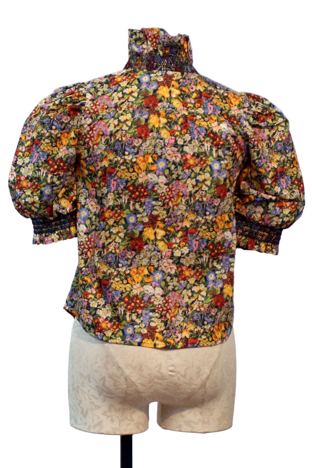 back view of The Zuri Top Short Sleeve by Love The Label is a bestseller silhouette in the beautiful Cottage Garden Liberty of London print