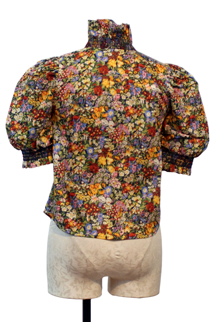 back view of The Zuri Top Short Sleeve by Love The Label is a bestseller silhouette in the beautiful Cottage Garden Liberty of London print
