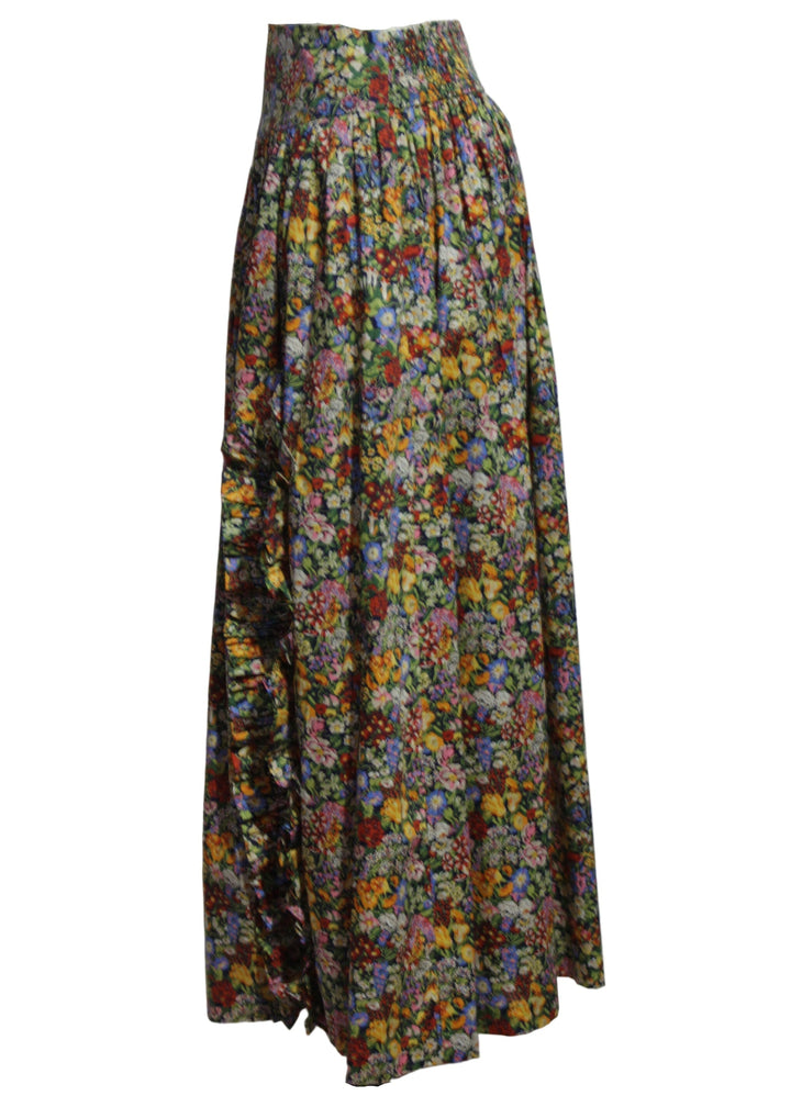 Side view of the Sunshine Skirt by Love the Label in the Cottage Garden Liberty Print