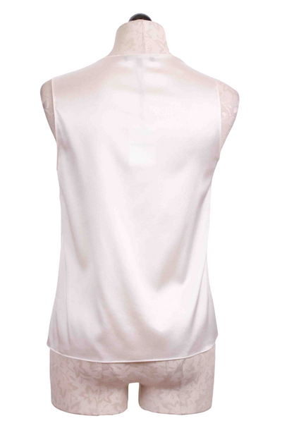 back view of White V Neck Silk and Spandex Combo Dahlia Tank by Generation Love