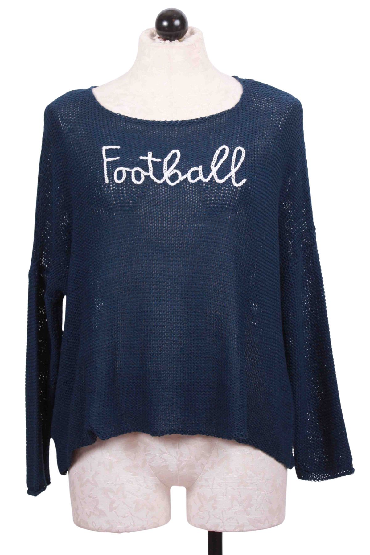 Highline Blue/Breaker White Football Embroidered Sweater by Wooden Ships